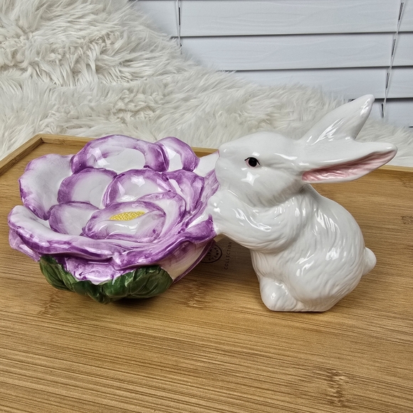 Ceramic Bunny with Attached Dish Vintage - Picture 6 of 15
